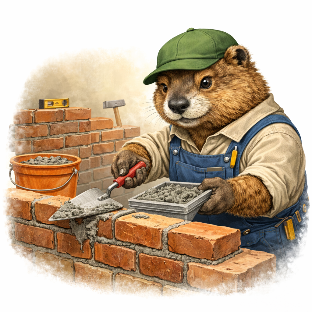 marmotte maçon en pleine construction