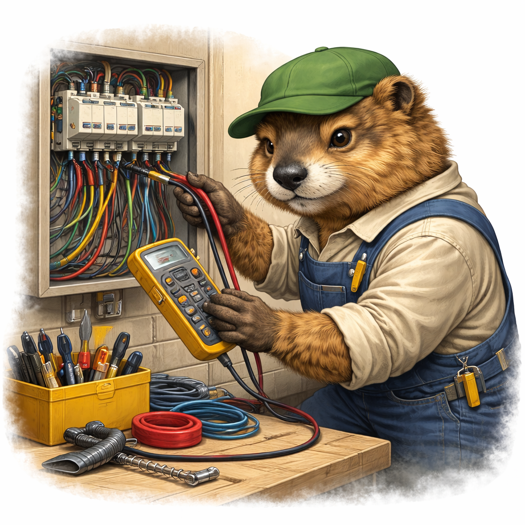 Marmotte électricienne en pleine réparation