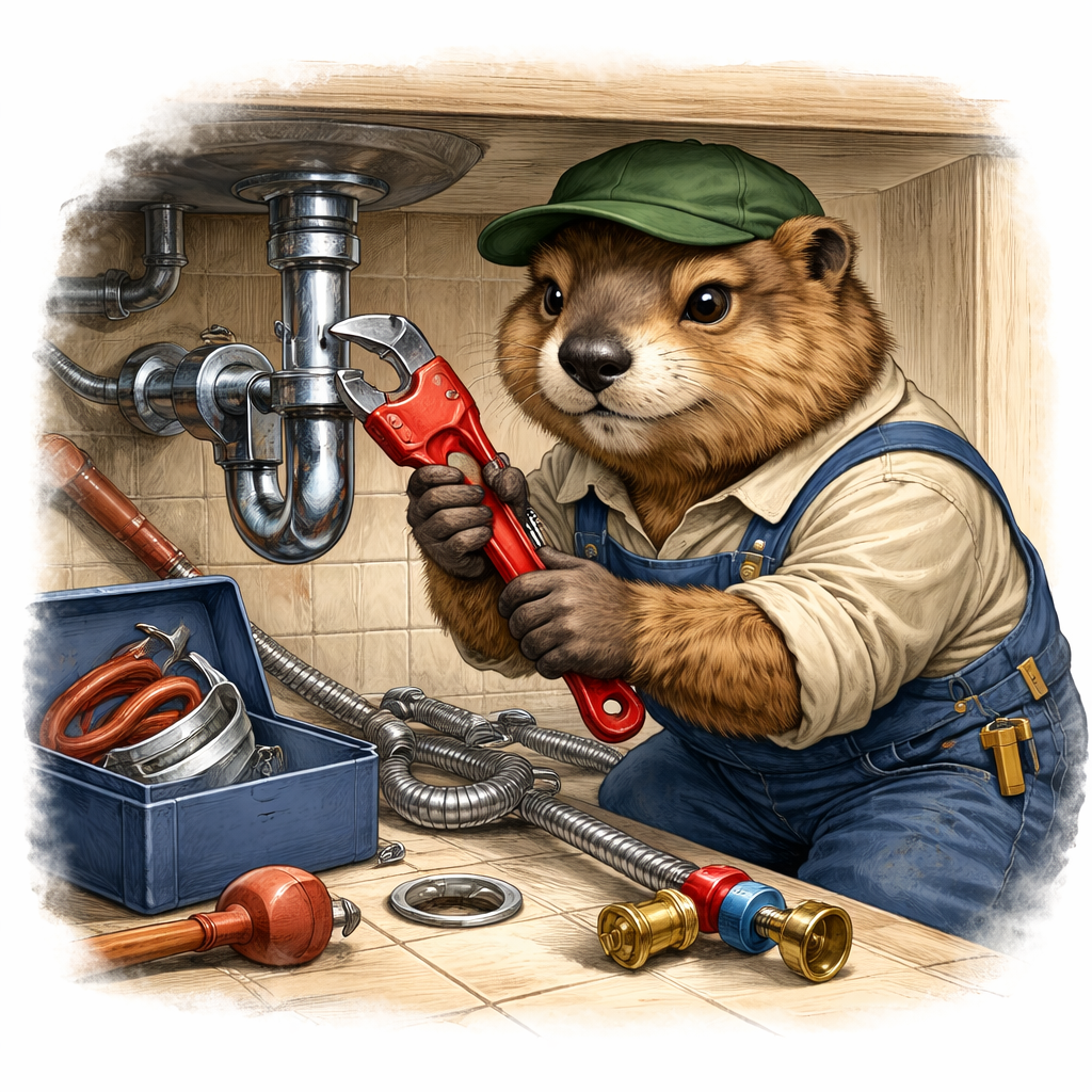 Marmotte plombier sous l'évier