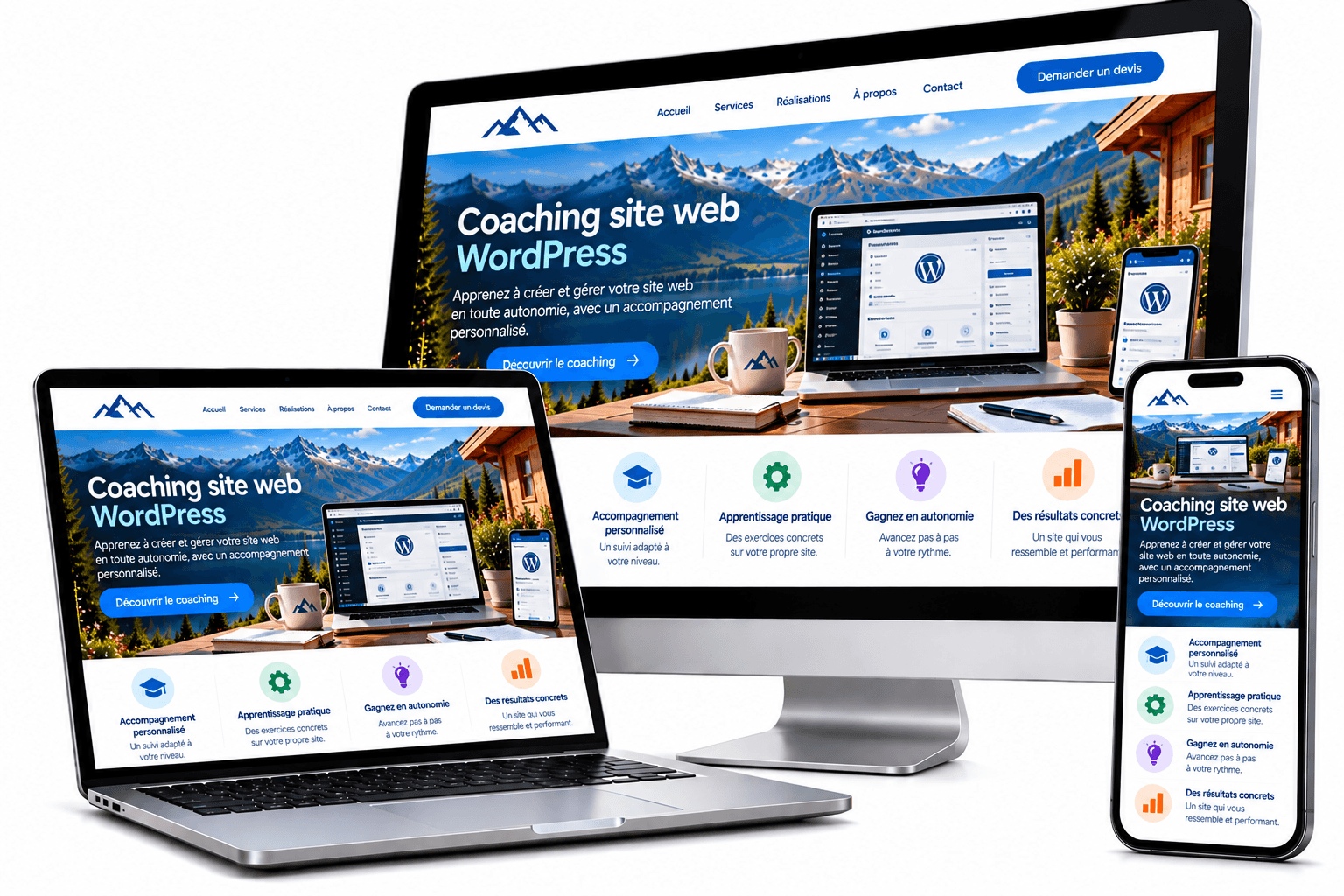 Maquette coaching site web en montagne Maquette coaching site web en montagne